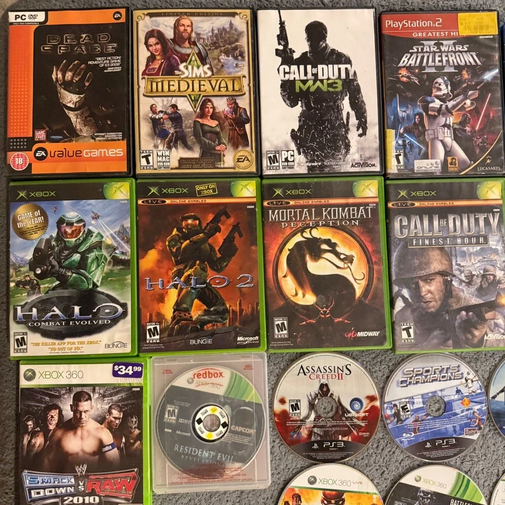 Video Game Lot PS4 PS3 Xbox 360 Original Xbox PC + FREE Blu-Ray DVDs